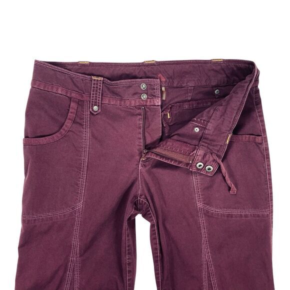 Athleta Corduroy Bootcut Pants Women 8 Burgundy Drawstring Yoga Stretch Everyday - Picture 3 of 12